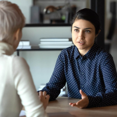 woman explaining 400 x 400
