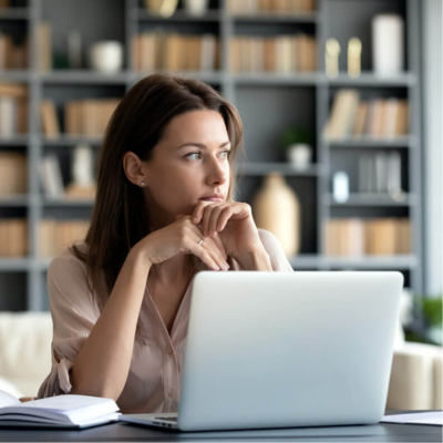 Woman thinking computer 400 x 400 Woman thinking computer 400 x 400